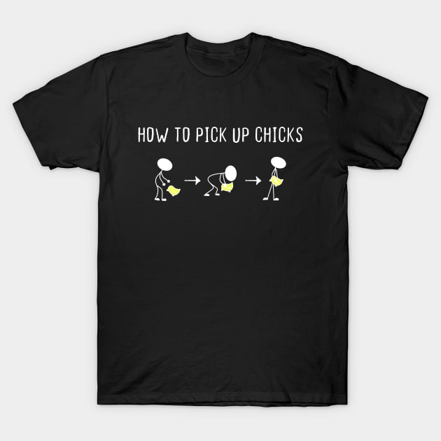 Chicks Funny Macho Joke Man Single Comic Funny Gift Best Friend Ladies T-Shirt by Kibo2020